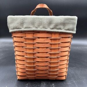 Longaberger Woven mail Basket with Green Fabric Lining